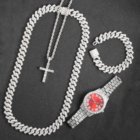 Das Hip Hop Miami Cuban Link Chain Set für Sie und Ihn KleinSelect