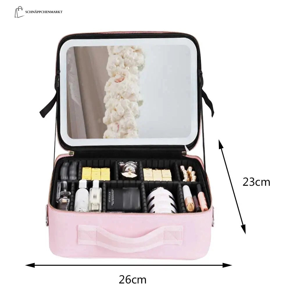 LED makeup case with mirror