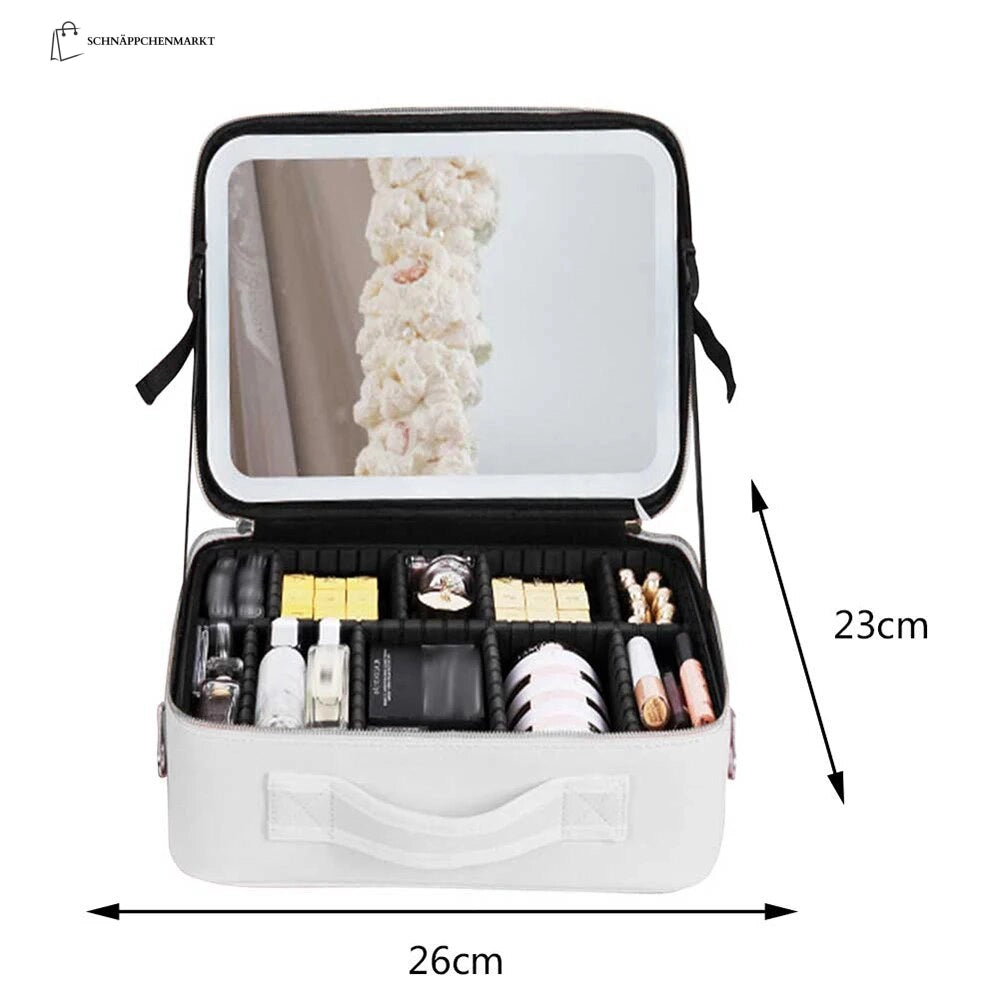 LED makeup case with mirror