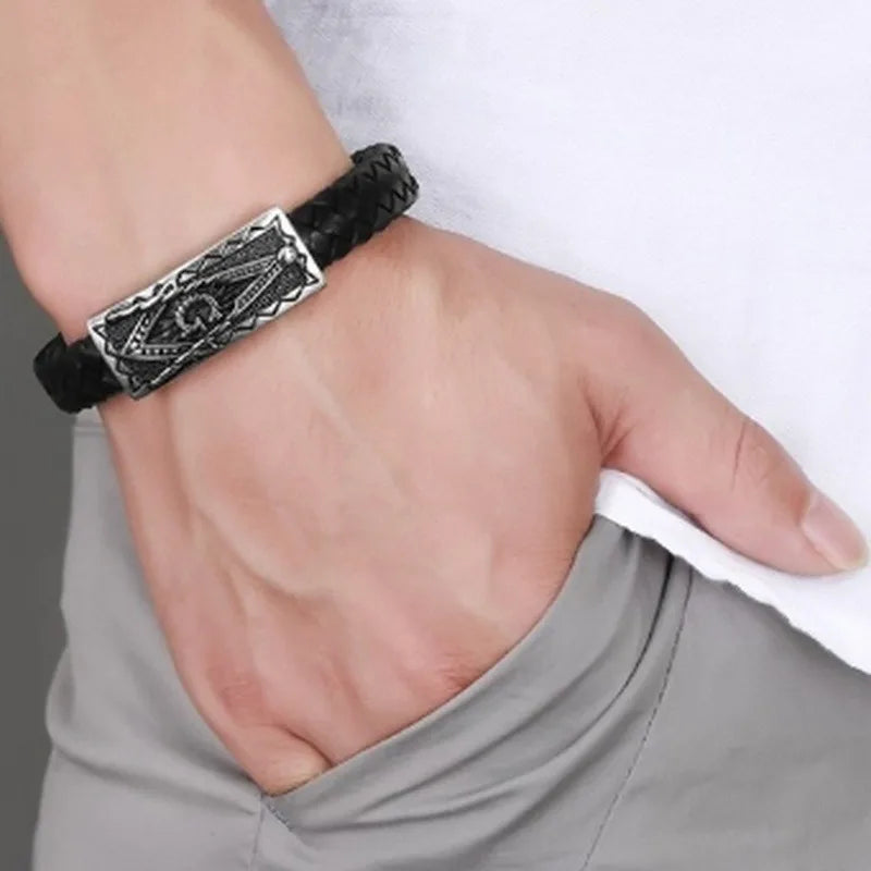 Der Edelstahl Freimaurer Lederarmband!