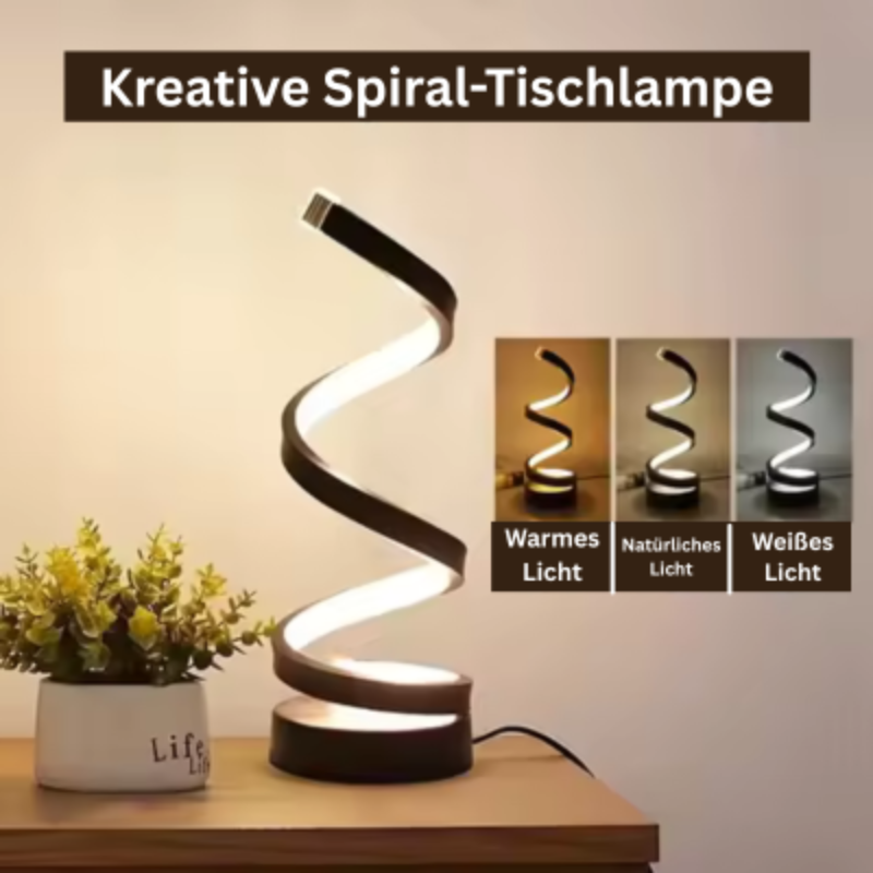 Spiralförmige LED Tischlampe – Dimmbar & Modern