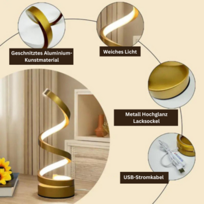 Spiralförmige LED Tischlampe – Dimmbar & Modern