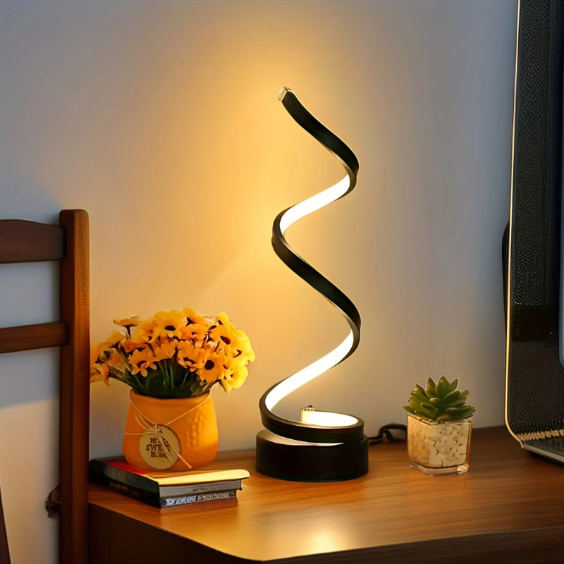 Spiralförmige LED Tischlampe – Dimmbar & Modern