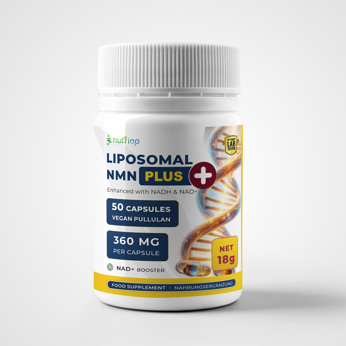 Nutriop® Max Strength Liposomal NMN PLUS+: Advanced Absorption NAD+ Complex (50 Capsules) Nutriop Longevity