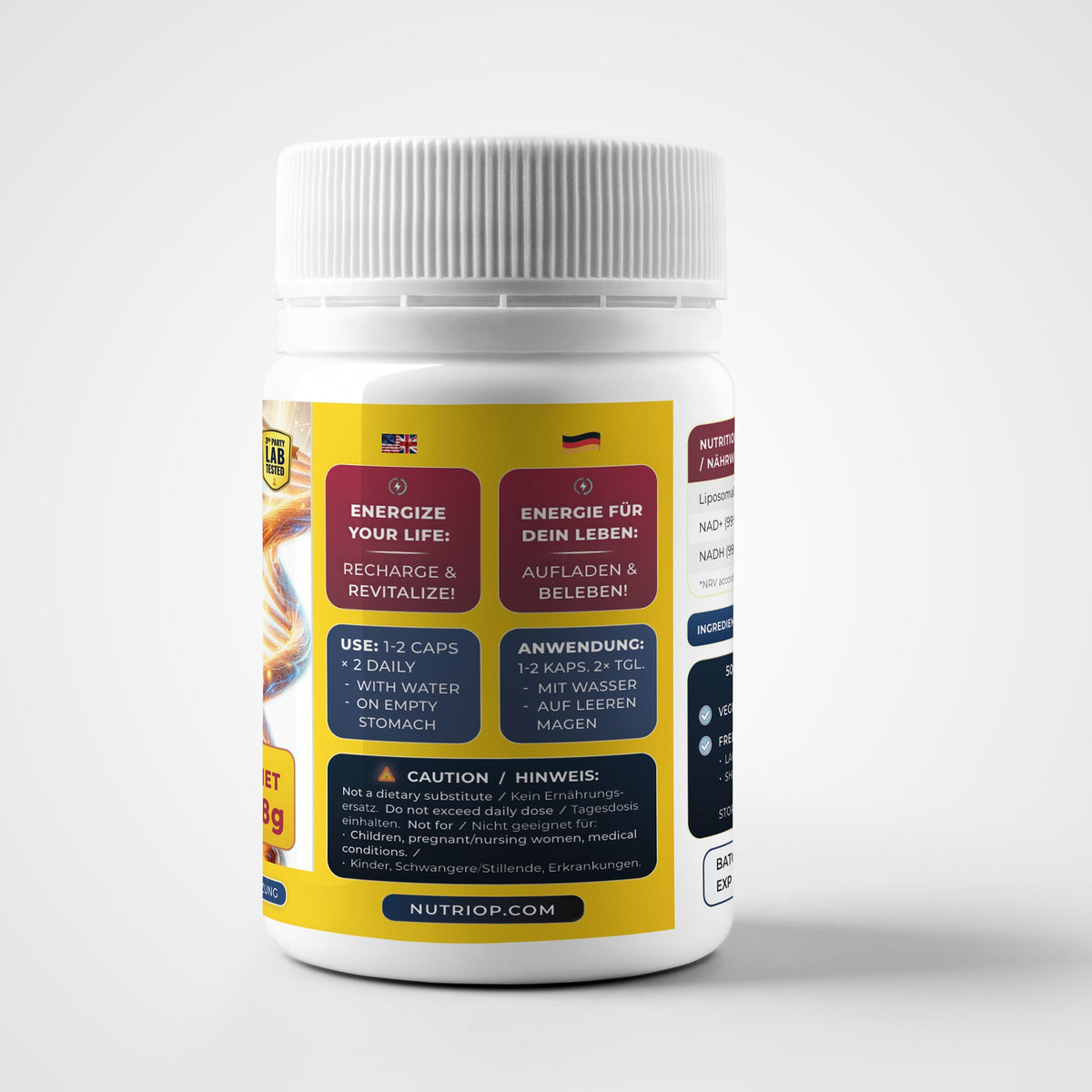 Nutriop® Max Strength Liposomal NMN PLUS+: Advanced Absorption NAD+ Complex (50 Capsules) Nutriop Longevity