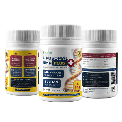 Nutriop® Max Strength Liposomal NMN PLUS+: Advanced Absorption NAD+ Complex (50 Capsules) Nutriop Longevity