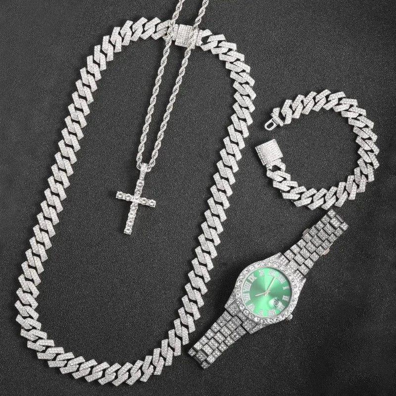Das Hip Hop Miami Cuban Link Chain Set für Sie und Ihn