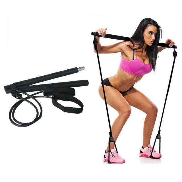 KleinSelect Fitnessband Tracker in Schwarz mit Griffen und Widerstandsbändern für Krafttraining